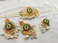 Multi Shade White Pearls Neacklace Set
