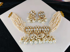White Pearls Choker Set