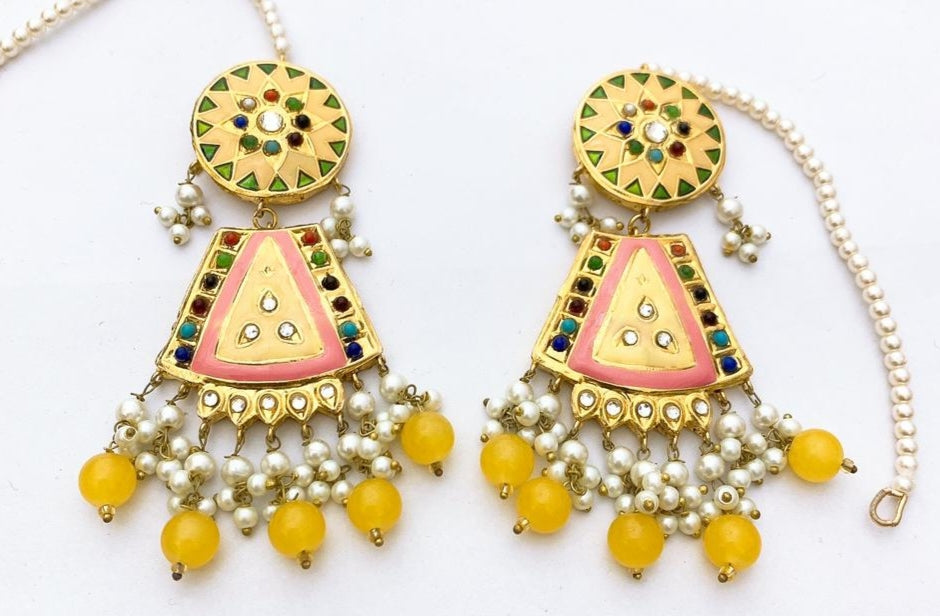 Gold Plated Thappa Kundan Earrings