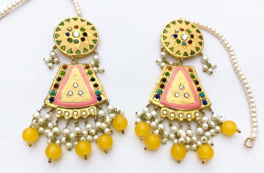 Gold Plated Thappa Kundan Earrings
