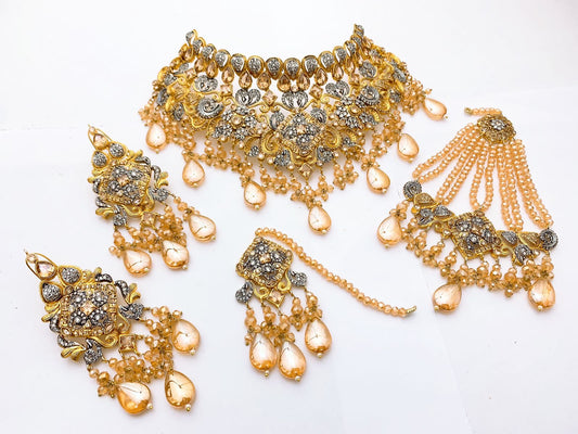 10 Design Native Made Real Stones Bridal Set