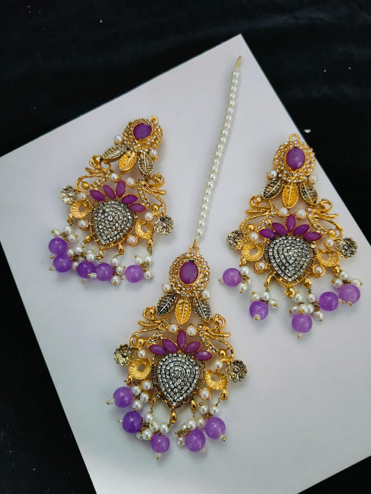 Real Stones Tika & Earrings